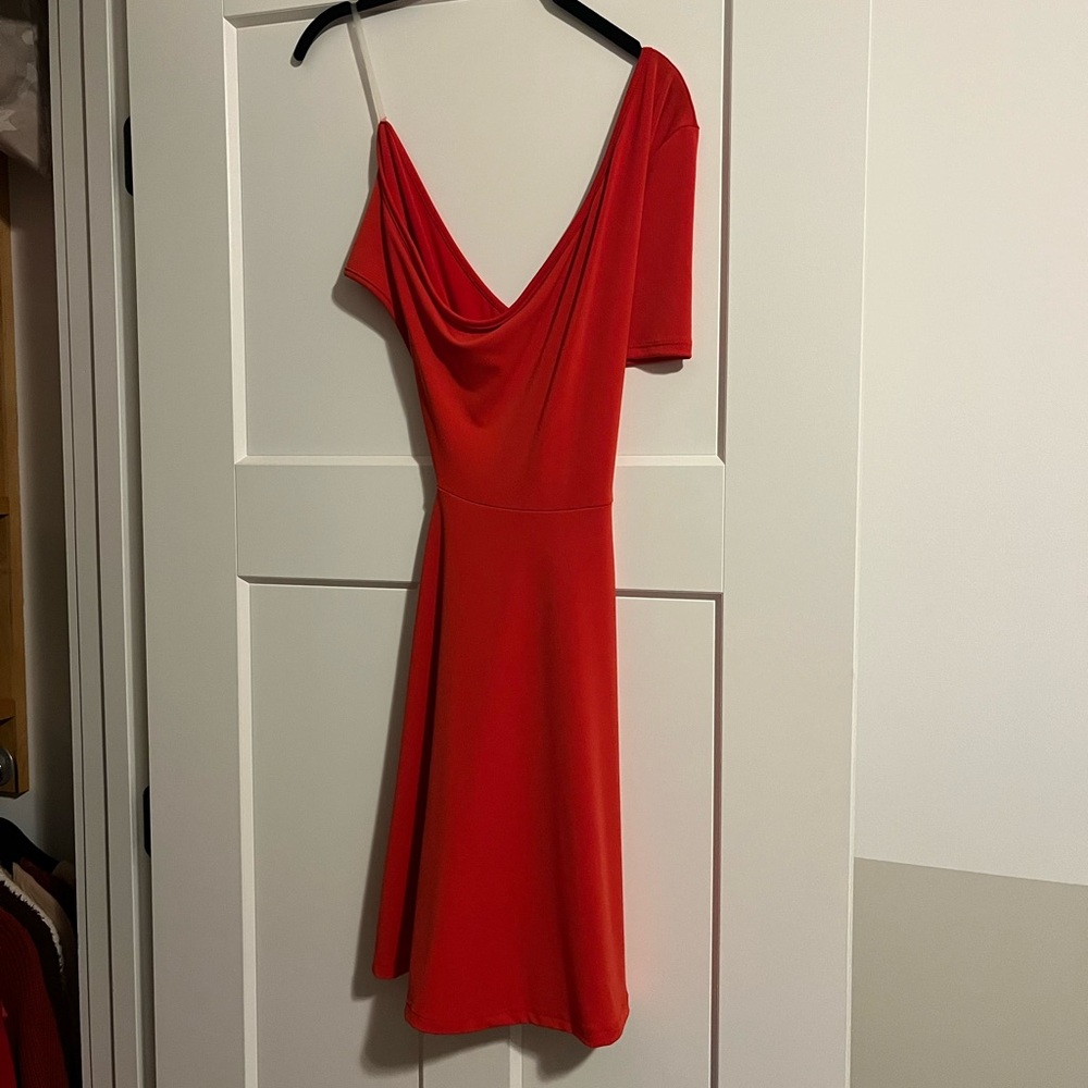 Cherish coral One Shoulder asymmetrical Red Dress